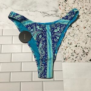 Lulus Blue Paisley Print Bikini Bottoms Size Medium